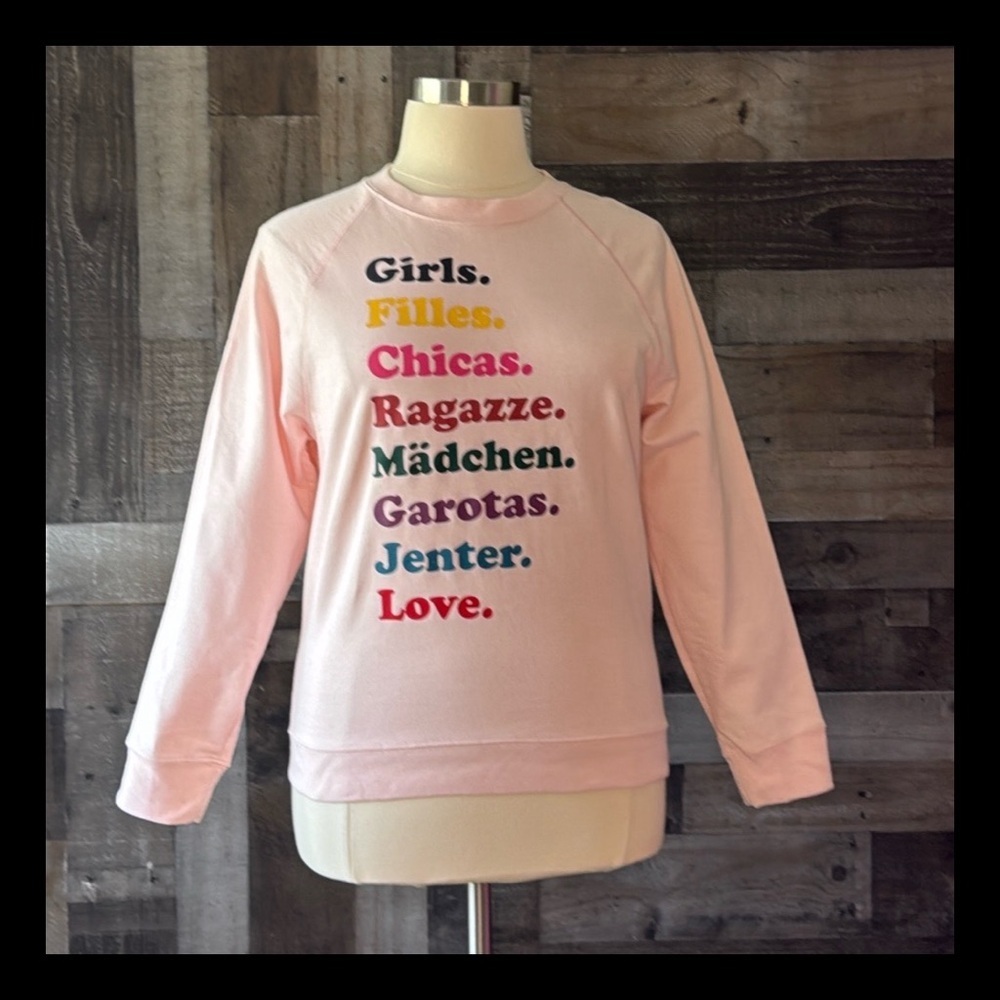 NWT! J.Crew Girls sweatshirt large pastel pink Barbiecore rainbow hyper feminine